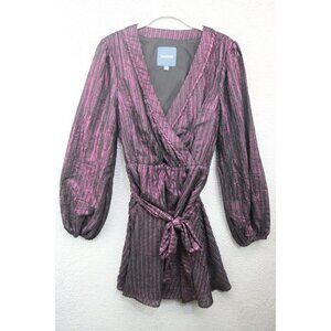 Modcloth Purple Black Iridescent Long Balloon Sleeves Dress-Medium-Whimsigoth